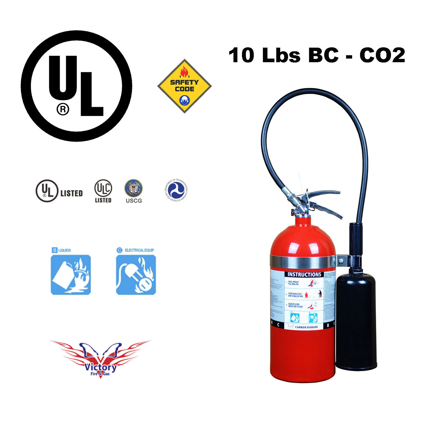 Extintor Certificado UL 10 Lbs Co2 Victory