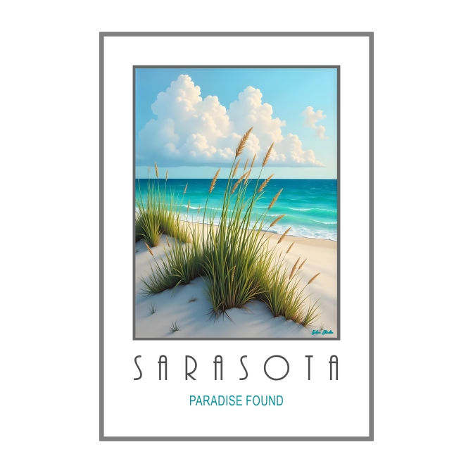 Florida Poster, Sarasota Florida, Lido Beach, Jolaa Studio Art Creations, Jolanta Andraka Milligan