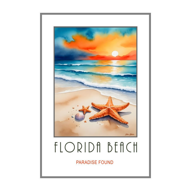 Florida Beach Poster, Jolaa Studio Art Creations, Jolanta Andraka Milligan