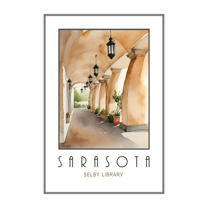 Florida Poster, Sarasota Florida, Selby Library, Jolaa Studio Art Creations, Jolanta Andraka Milligan