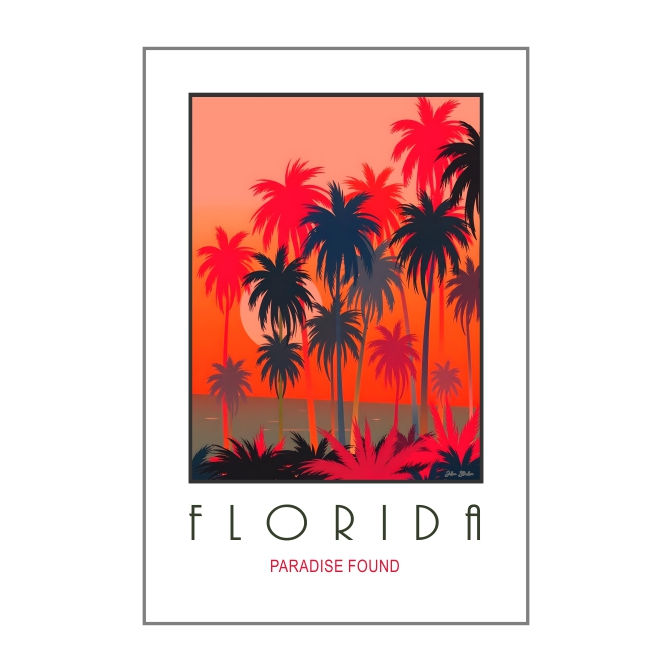 Florida Poster, Florida Palm Trees, Jolaa Studio Art Creations, Jolanta Andraka Milligan