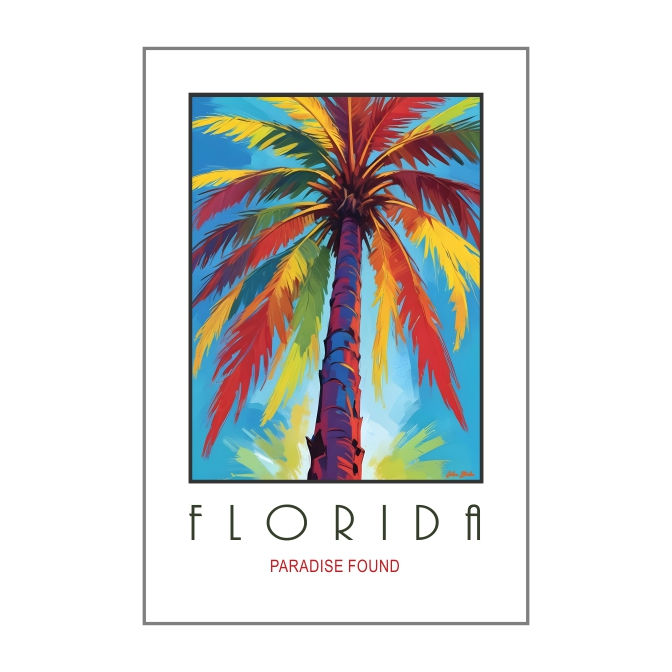Florida Poster, Florida Palm Trees, Jolaa Studio Art Creations, Jolanta Andraka Milligan