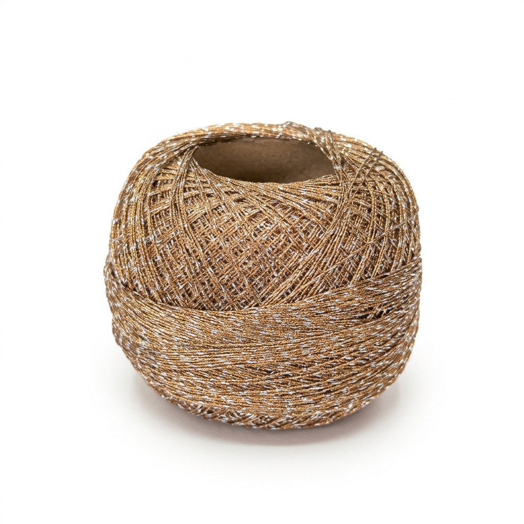 Simli floş yardımcı ip, sütlü kahve / gümüş sim, 50 g