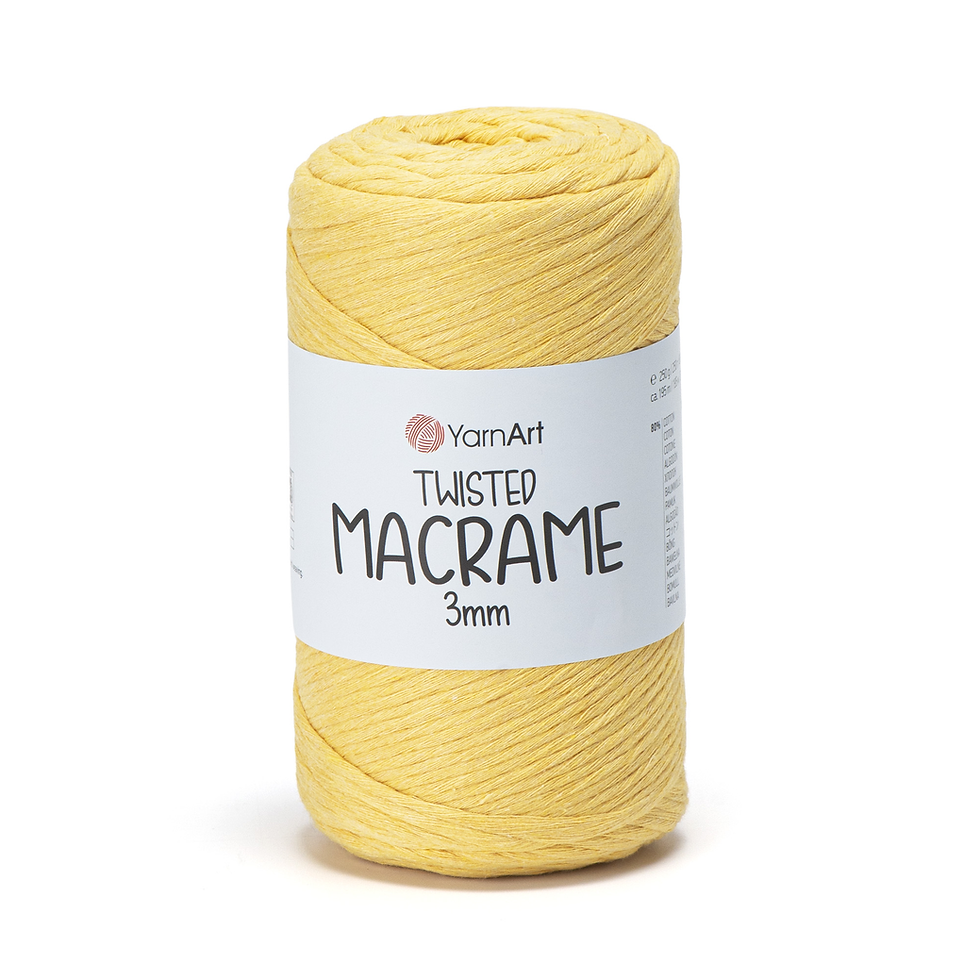 YarnArt Twisted Macrame 3 mm Sarı 764  taranabilir pamuk makrome ipi
