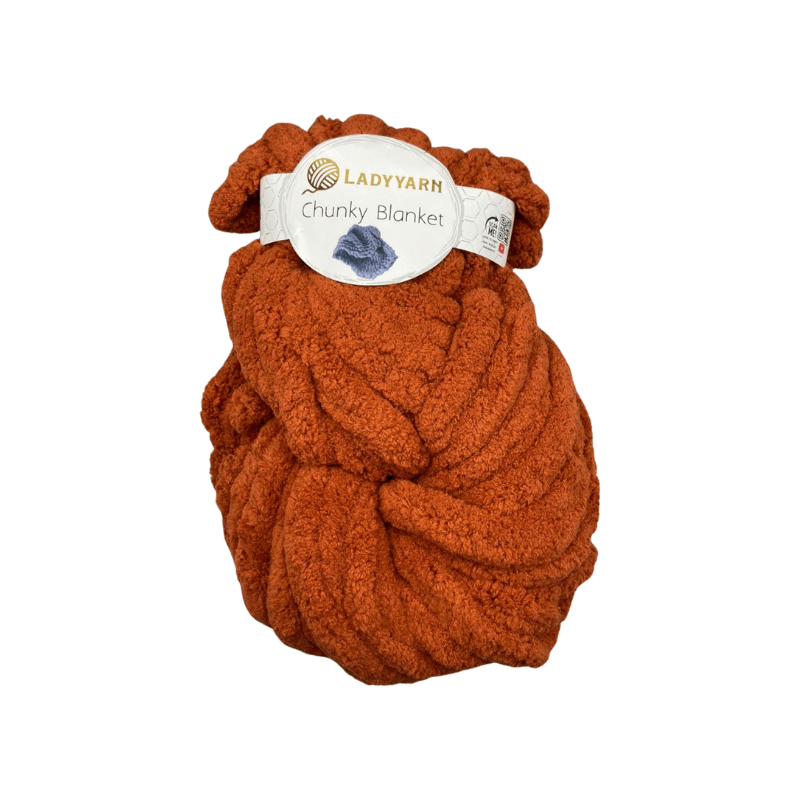 LadyYarn Chunky Blanket 300 g el örgü ipi – Turuncu Kiremit (PL-154)
