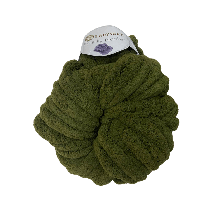 LadyYarn Chunky Blanket 300 g el örgü ipi – Haki Yeşili (PL-163)