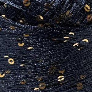 Payetli floş yardımcı ip, lacivert/altın pul, 50 g