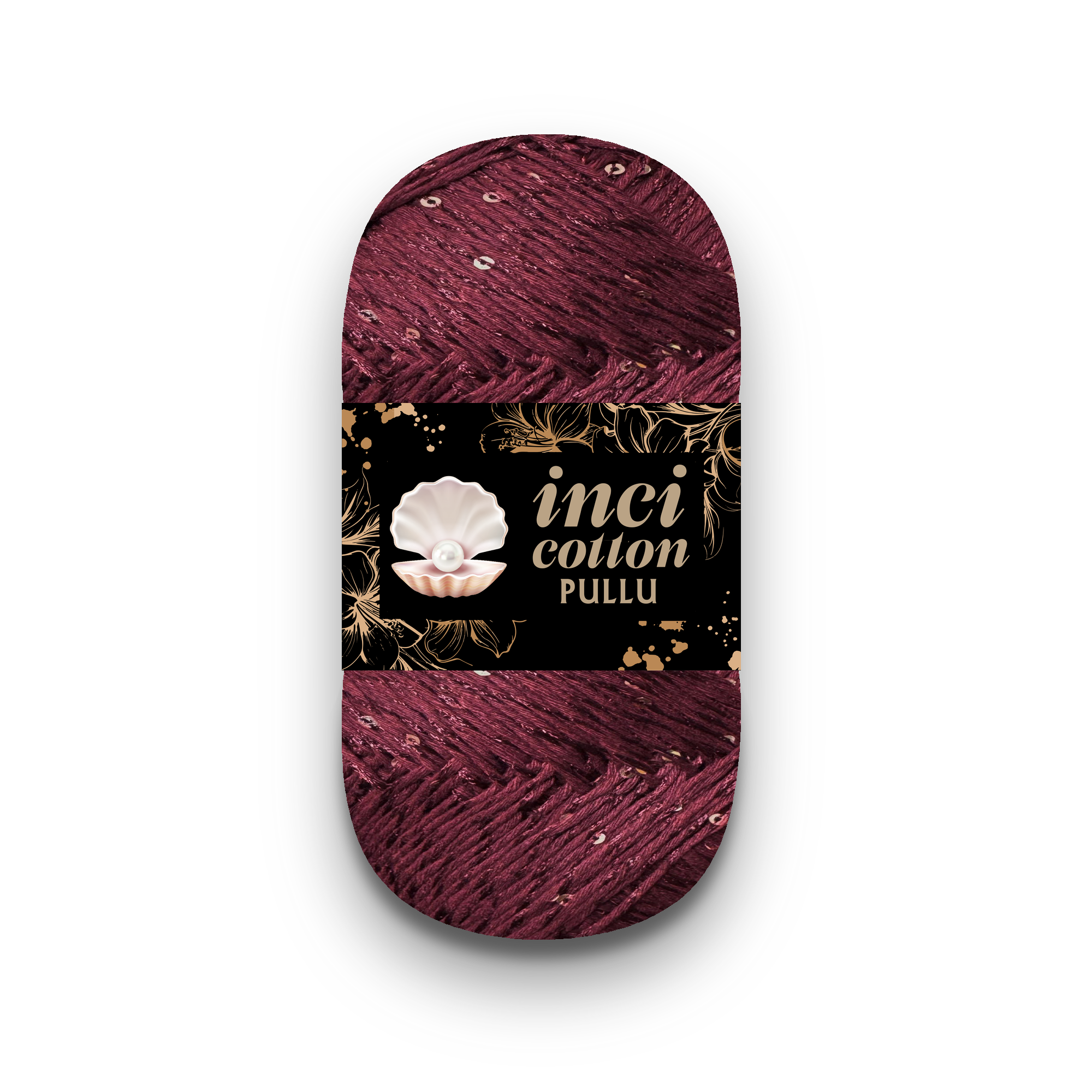 İnci Cotton Pullu Bordo, parlak pamuk ipliği, örgü ve dekor projelerinize şıklık katar.