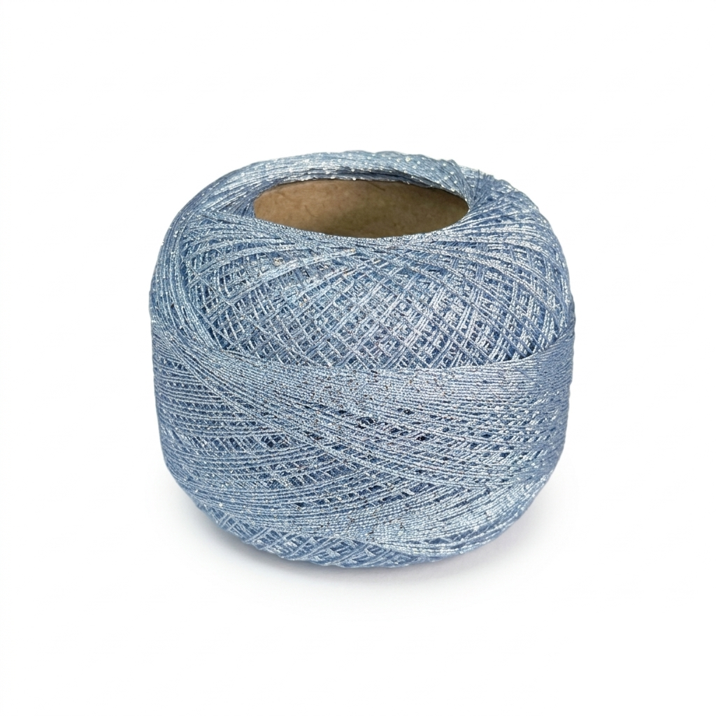 Simli floş yardımcı ip, bebe mavi / gümüş sim, 50 g