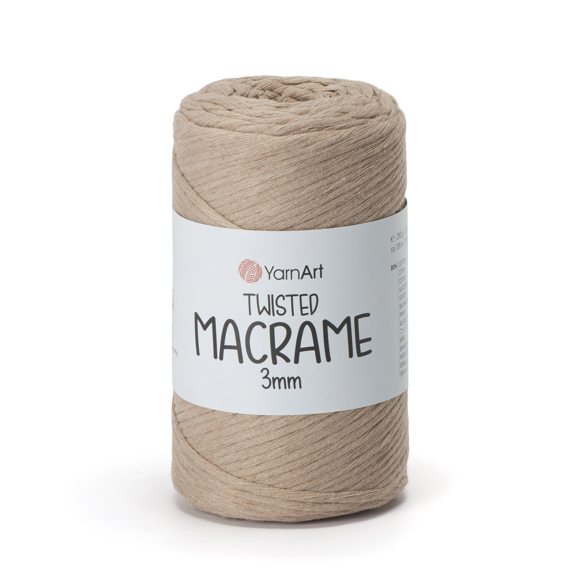 YarnArt Twisted Macrame 3 mm Sütlü Kahve 768 taranabilir pamuk makrome ipi