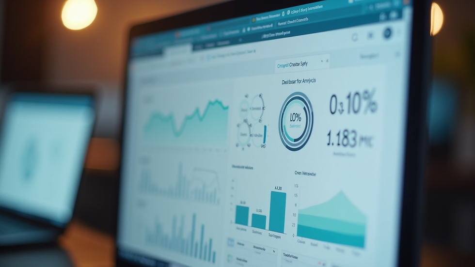 Close-up view of a computer screen displaying LMS dashboard analytics