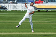 Rauf happy with wkt of van Buuren, bowled, Bristol, 16-4-20221DX22962.jpg