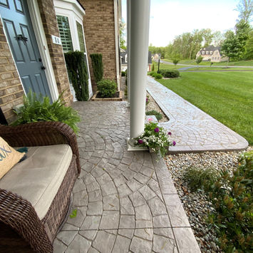 Stamped Concrete Front Stoop by Greystone Masonry