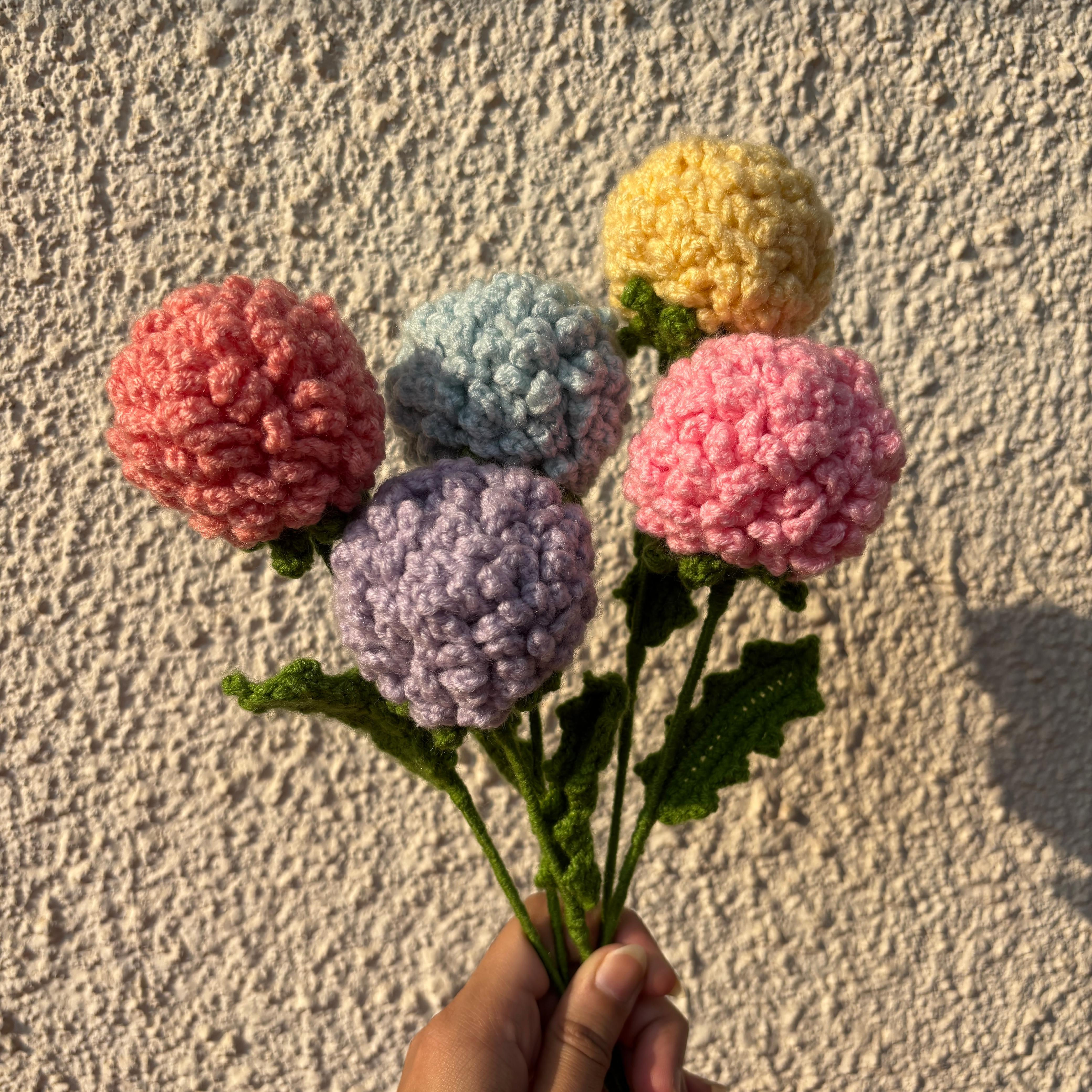 Crochet Ping Pong Flower Stick