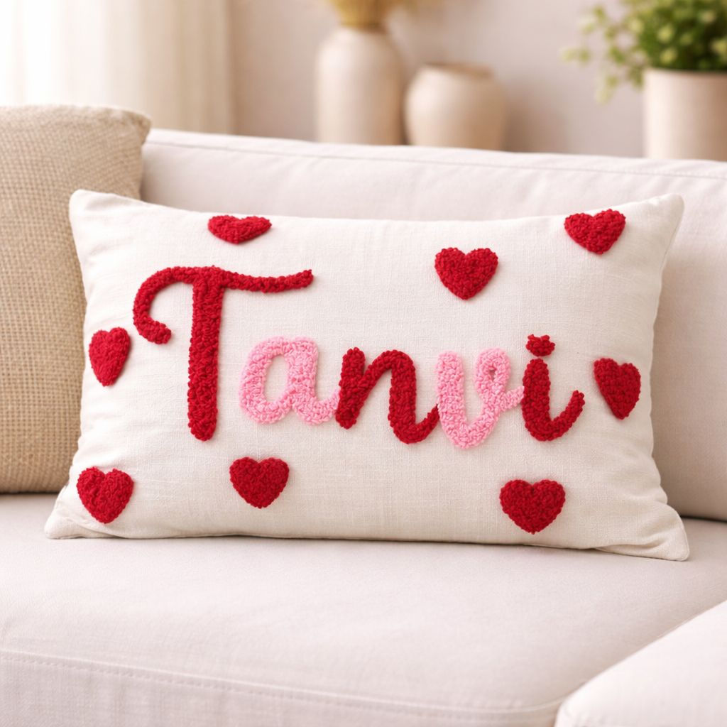 Name & Hearts Cushion Cover