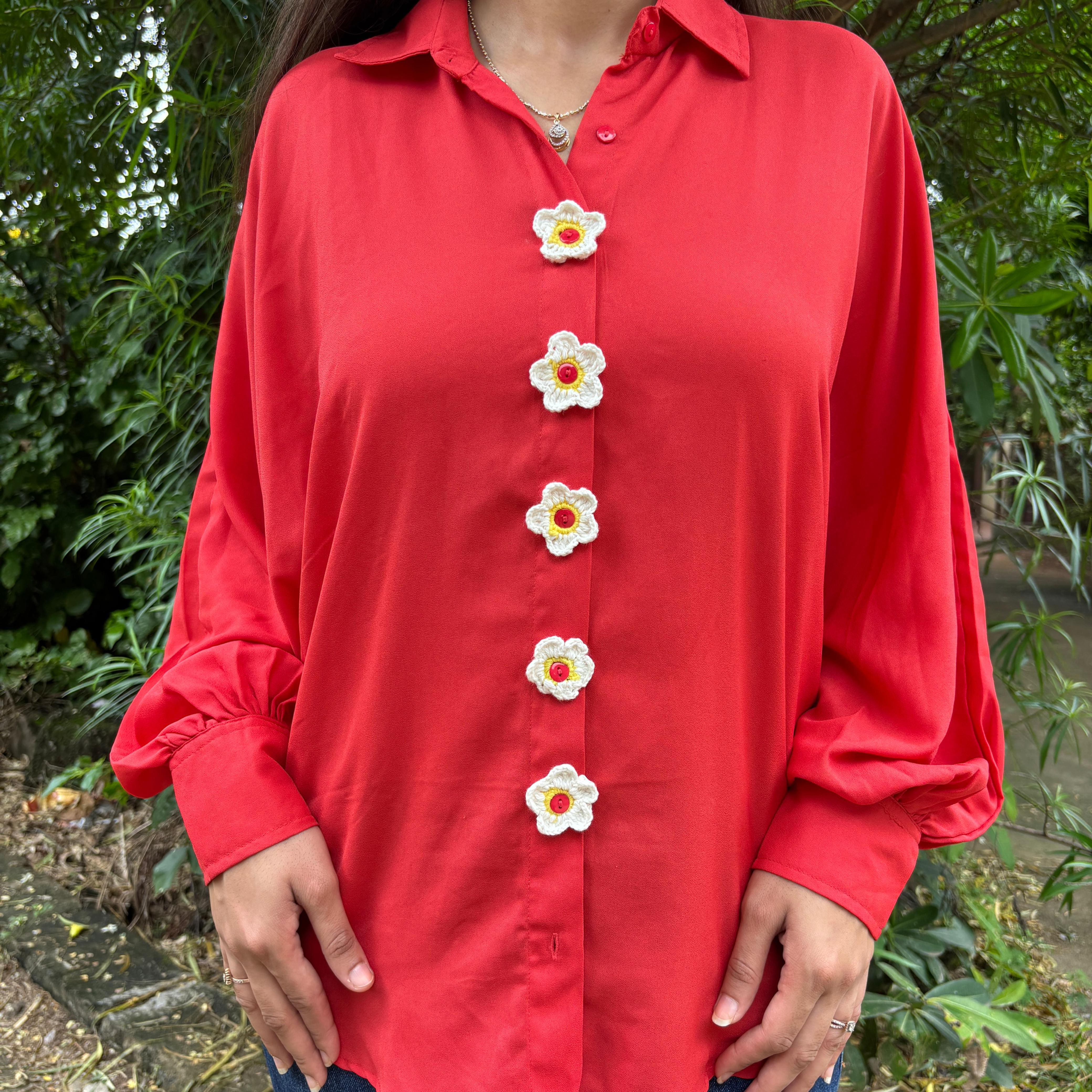 White Flower Button Accessory