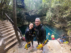 Cenote cavern dive on a two tank cenote trip from Cancun with Manta Dive & Snorkel Cancun