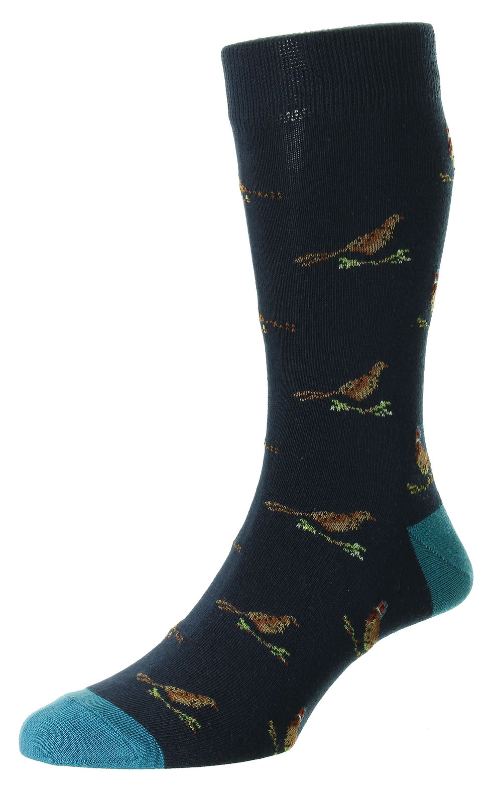 Thumbnail: Bisley Pheasant Motif Socks in Navy Blue