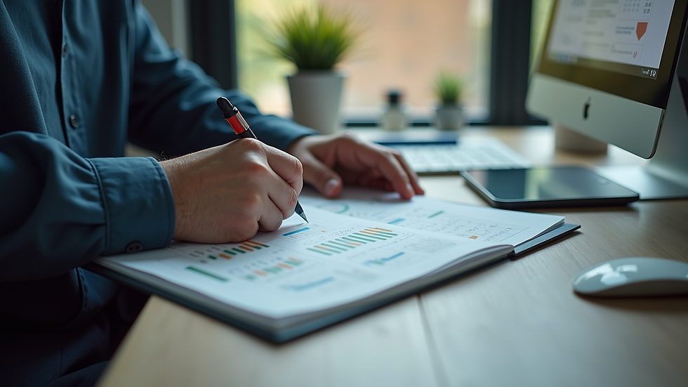 Close-up view of a person working on Excel templates on a computer