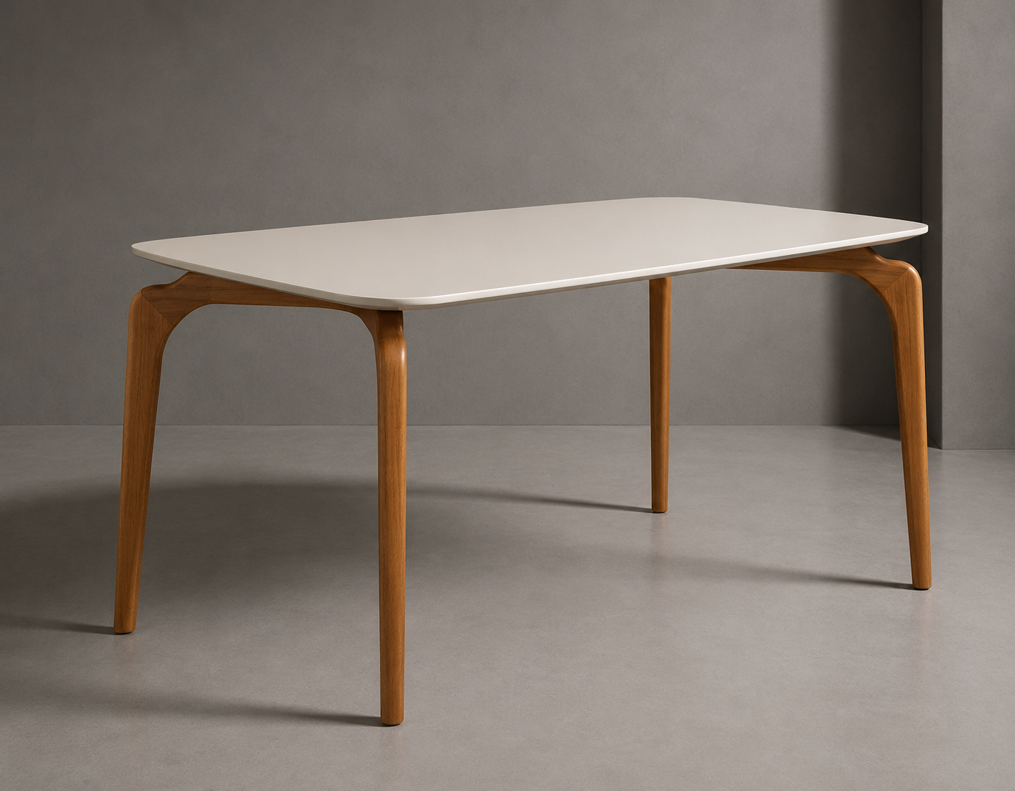Mesa Capri Retangular 1,60x0,90 - Tampo Vidro Off White