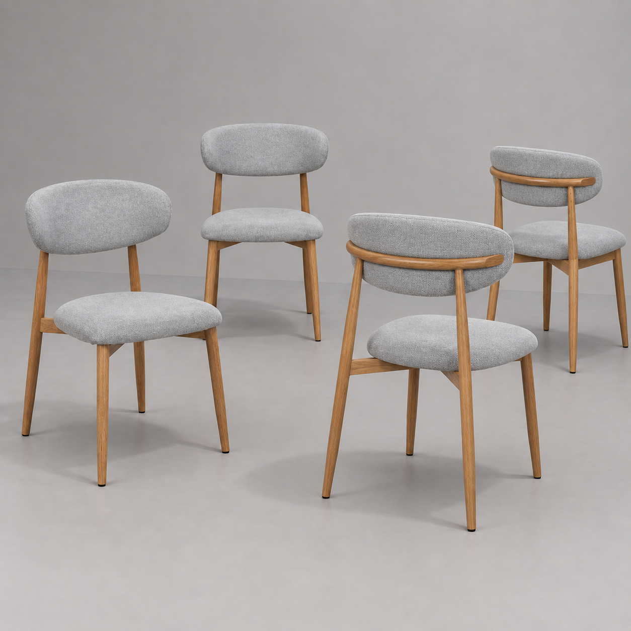 Conjunto de 4 Cadeiras de Jantar Lucy Linho Cinza