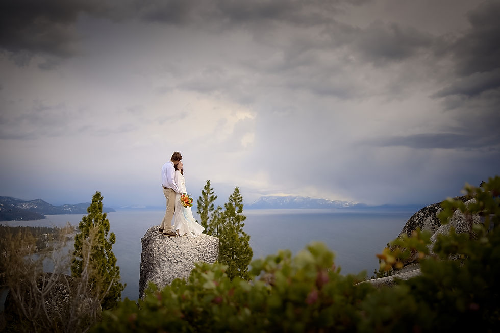 romantic tahoe elopement location mountain lake overlook