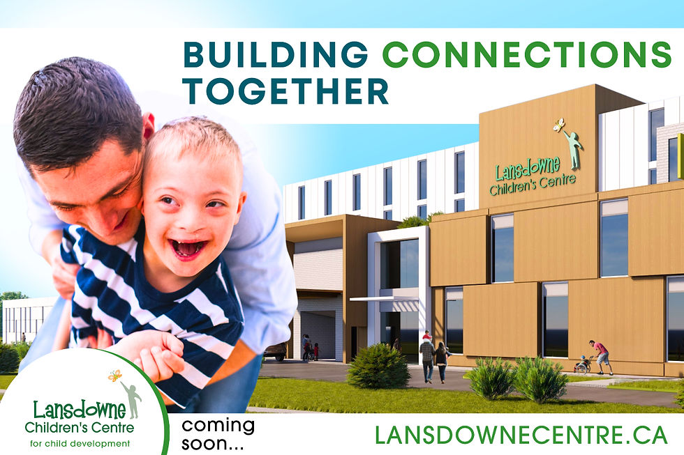 A banner announcing the building project of a new Lansdowne Children's Centre for child development at a proposed location in Brantford, Ontario was unveiled by MPP Will Bouma on Friday, August 8, joined by many representatives of Lansdowne's staff, client and community members.