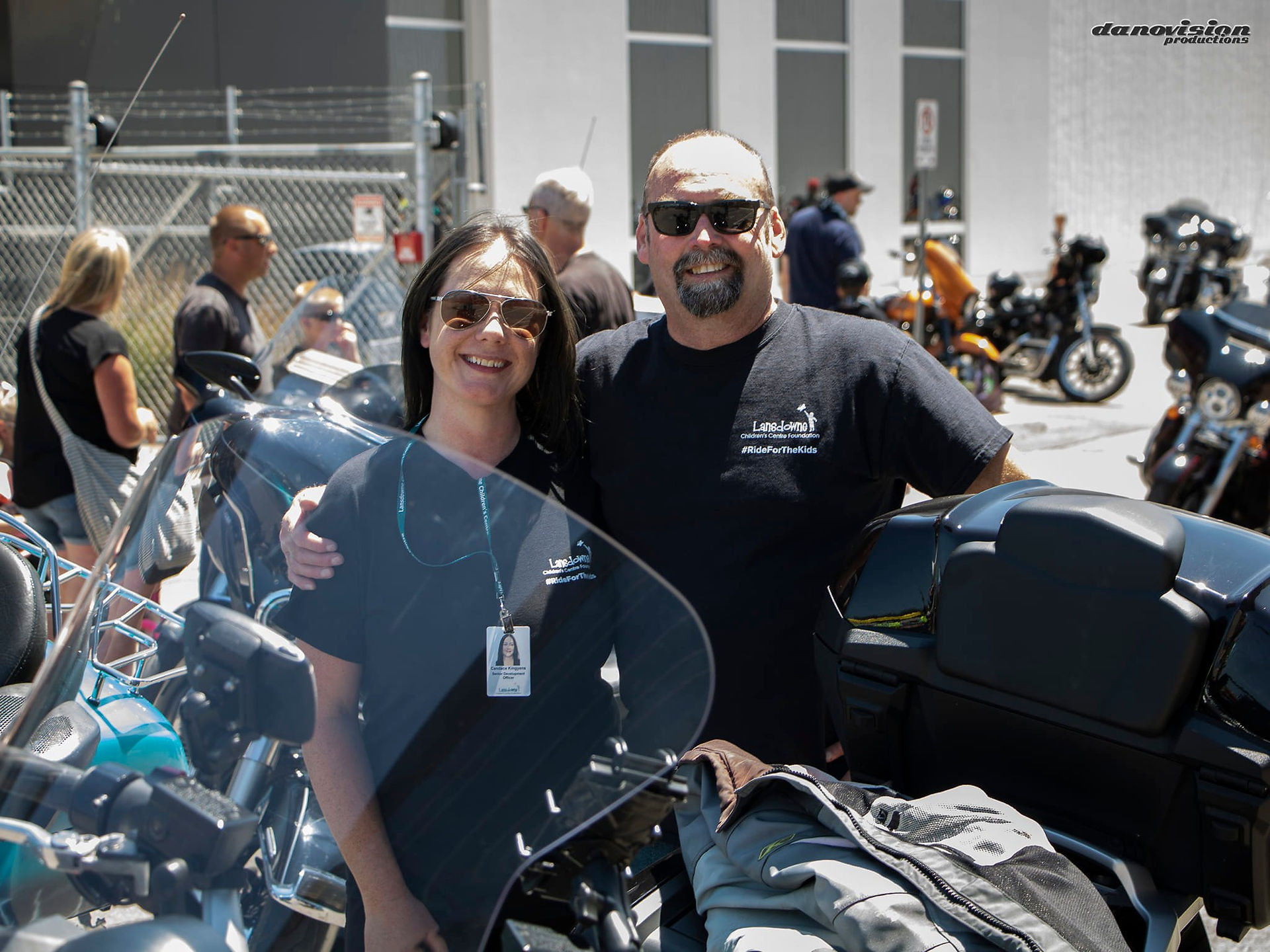 Candace Kingyens with rider at Charity Motorcycle Ride fror Lansdowne Children's Centre