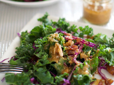 Sesame Miso Dressing with Kale Salad (Vegan, Gluten-free)