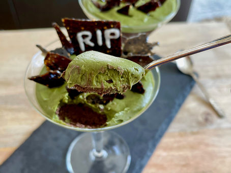 Halloween Mulberry Matcha and Chocolate Mousse (Vegan, Gluten-free)