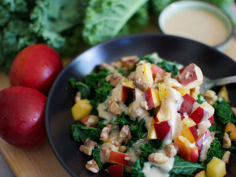 Blanched Kale Salad with Semi-sweet Tahini & Miso Dressing