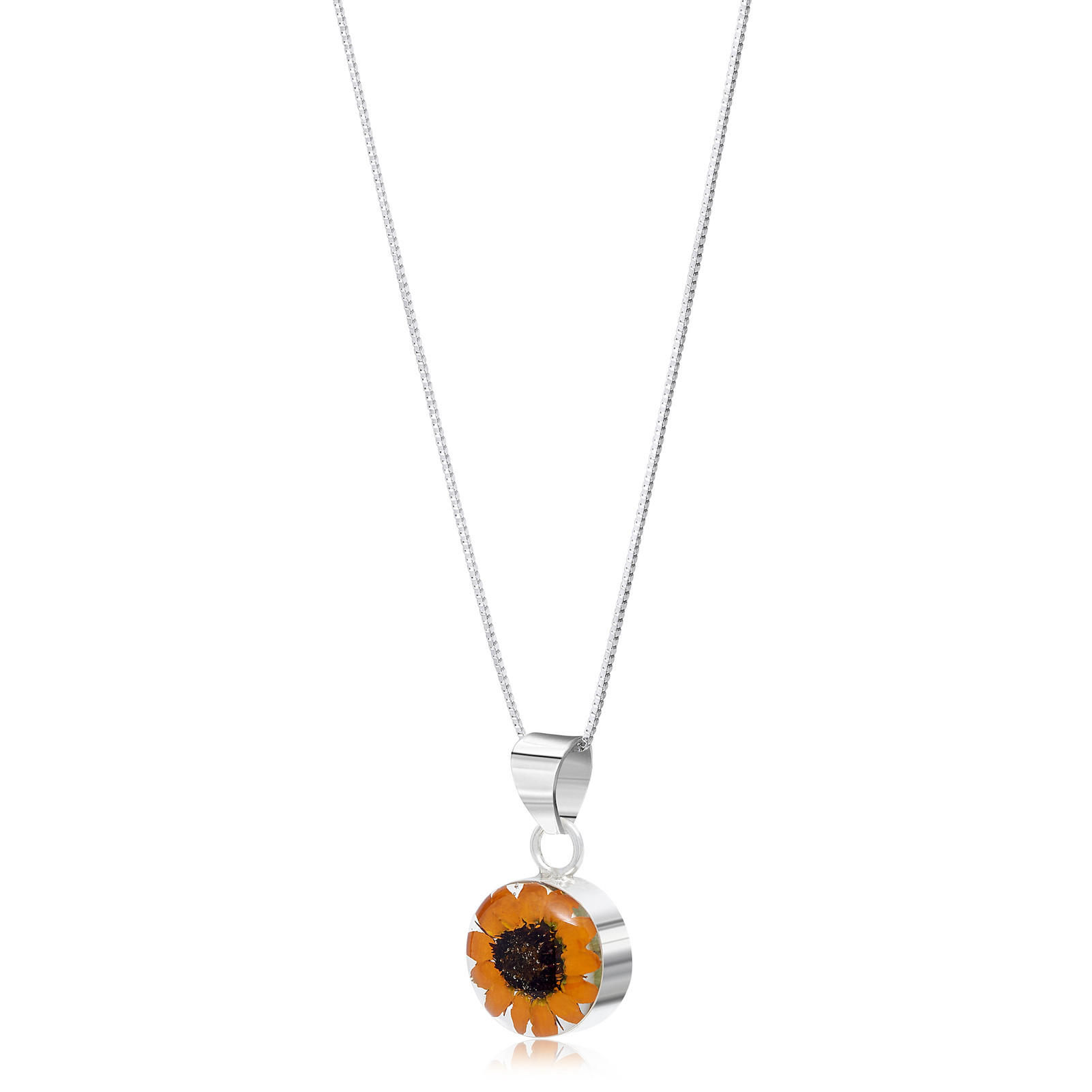 Silver Pendant - Sunflower - Round
