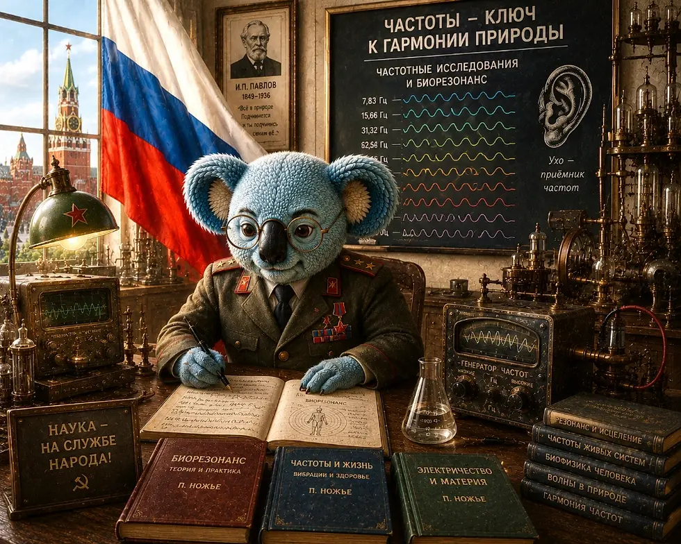Cluster Kola mit russischen Wissenschaftlern in einem historischen Forschungslabor.