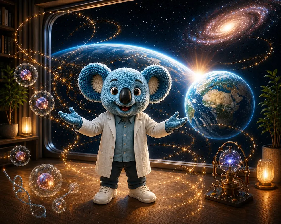 Cluster Kola zwischen leuchtenden Zellen als Darstellung von Biophotonen.