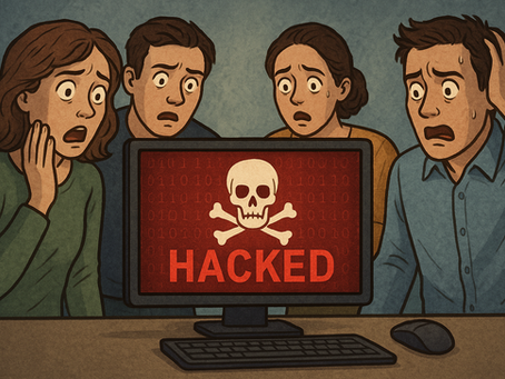 People looking at hacked computer