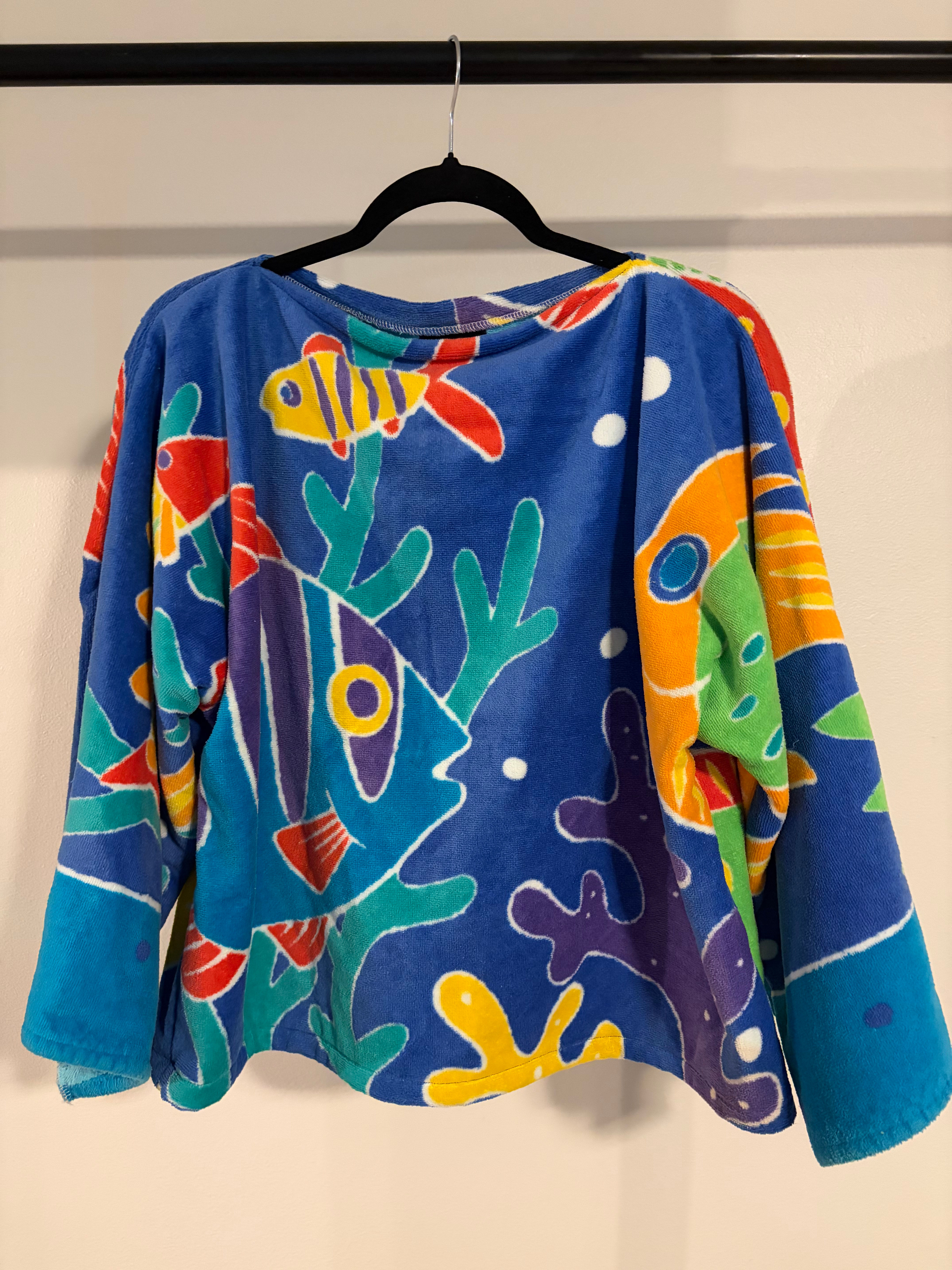 fish art towel sweater