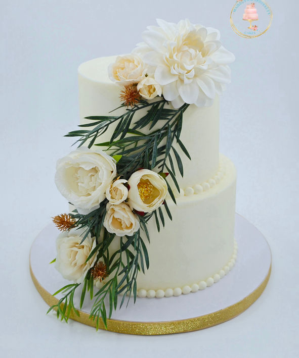 Elegant Two-Tier Wedding Cake with Ivory Buttercream and Cascading Florals
Evans GA, Augusta GA, North Augusta SC, Aiken SC, Grovetown GA, Martinez GA and Hephzibah GA