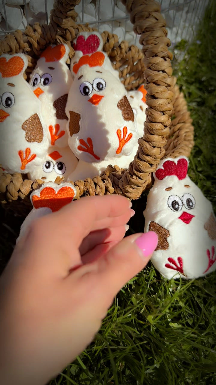 Miniature : Jouet poule beige