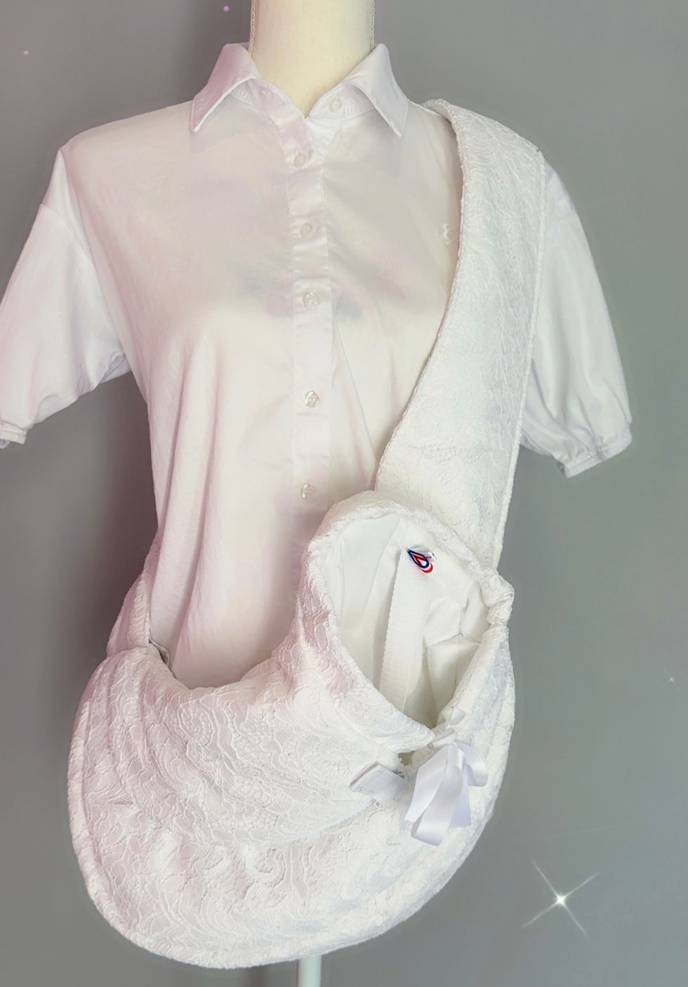 Miniature : Sac banane luxe en dentelle blanche