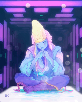 Animated GIF of our artwork "Star Watcher" inspired by Moebius