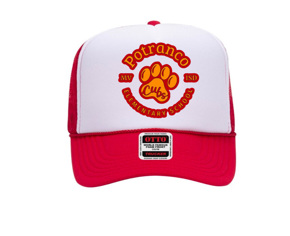 POTRANCO LOGO ON RED AND WHITE HAT