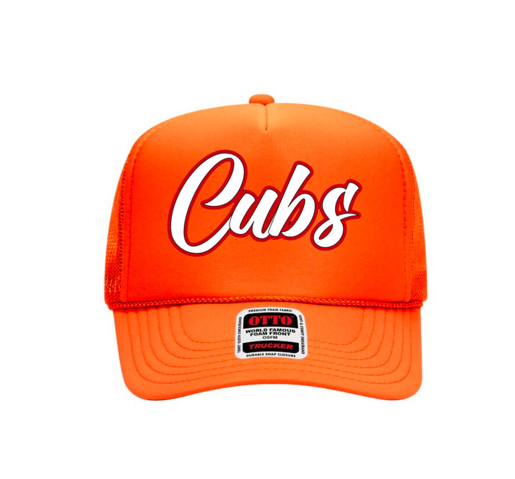 CUBS LOGO ON ORANGE HAT