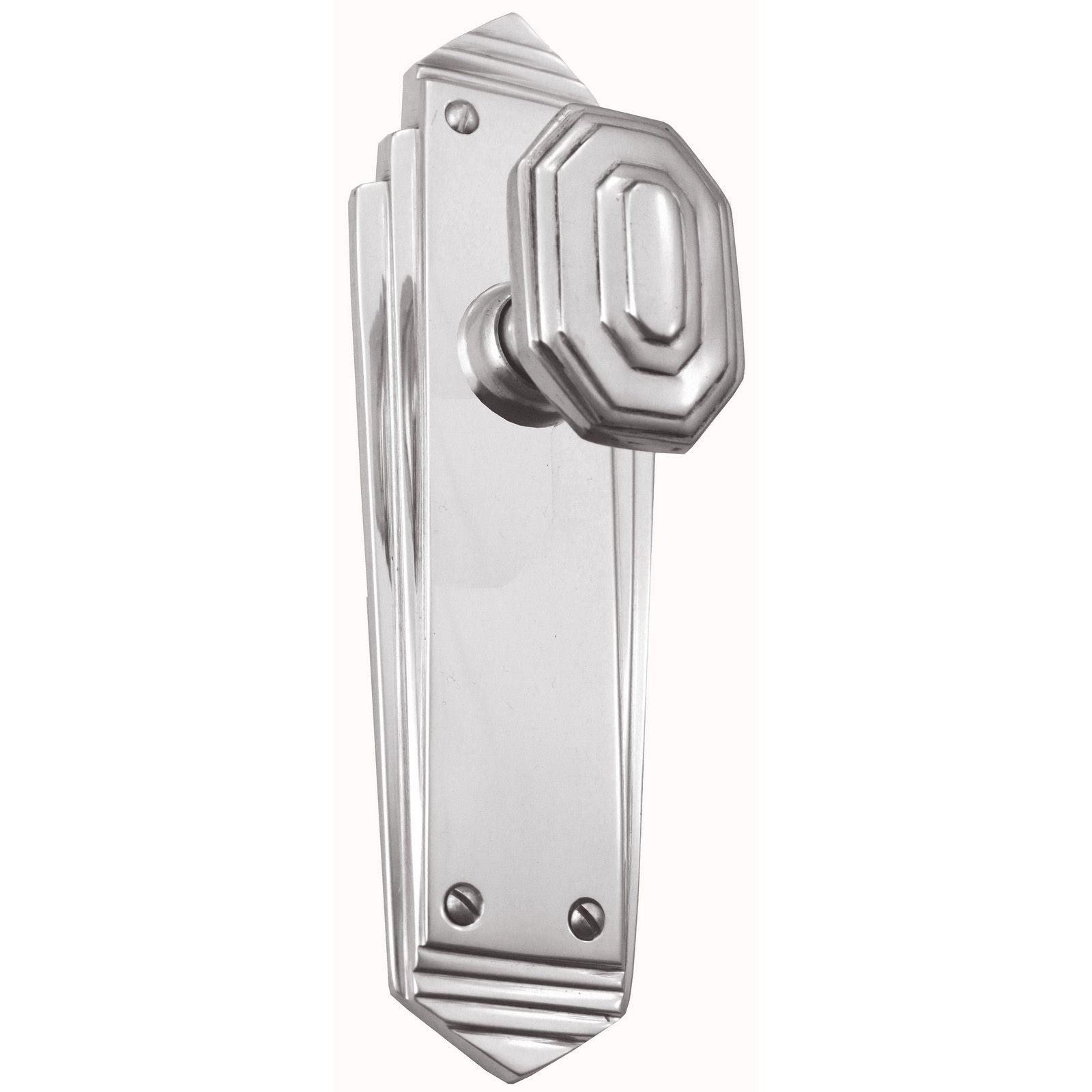 Domino Brass - K32+P460 Art Deco Door Knob - All Variants & Sizes