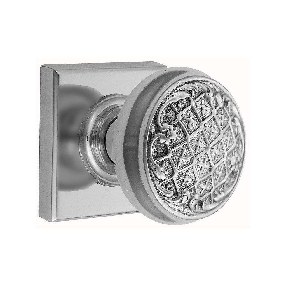 Thumbnail: Domino Brass - K205+P03 Ornate Door Knob on Square Rose 56x56mm