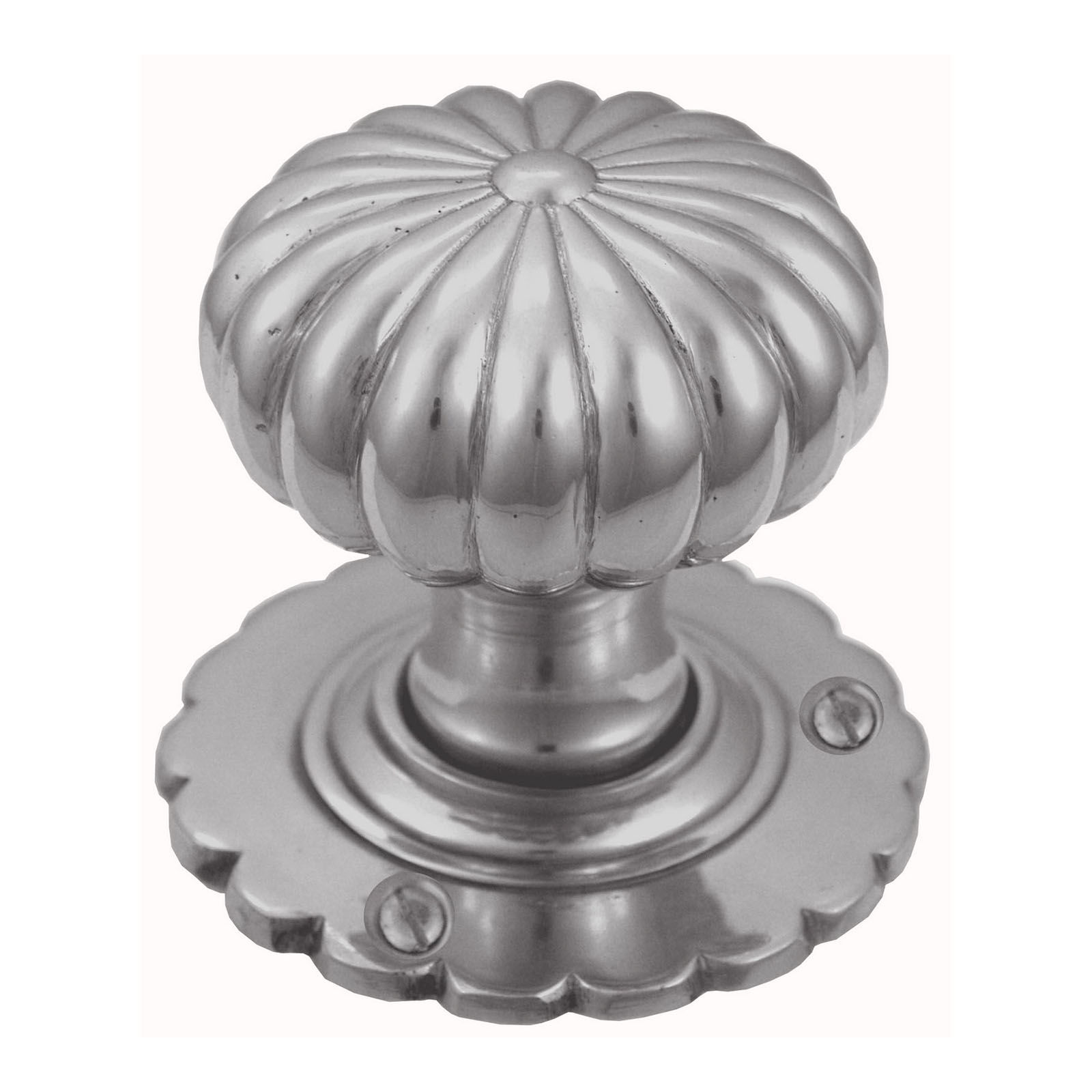 Domino Brass - K273+P23 Fluted Door Knob on Round Rose D60mm