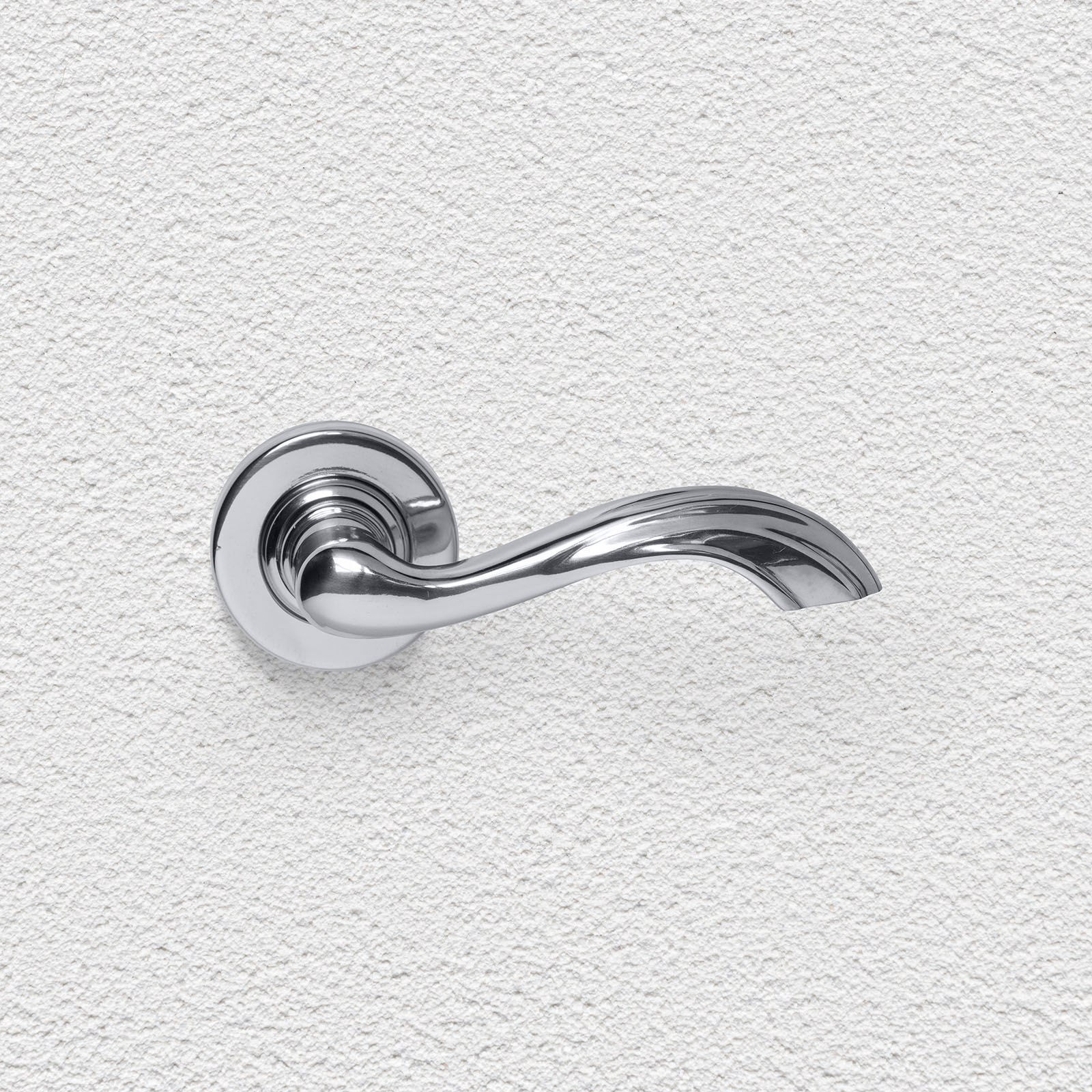 Domino Brass - L103+R01 Modern Curve Door Lever on Round Rose - All Variants