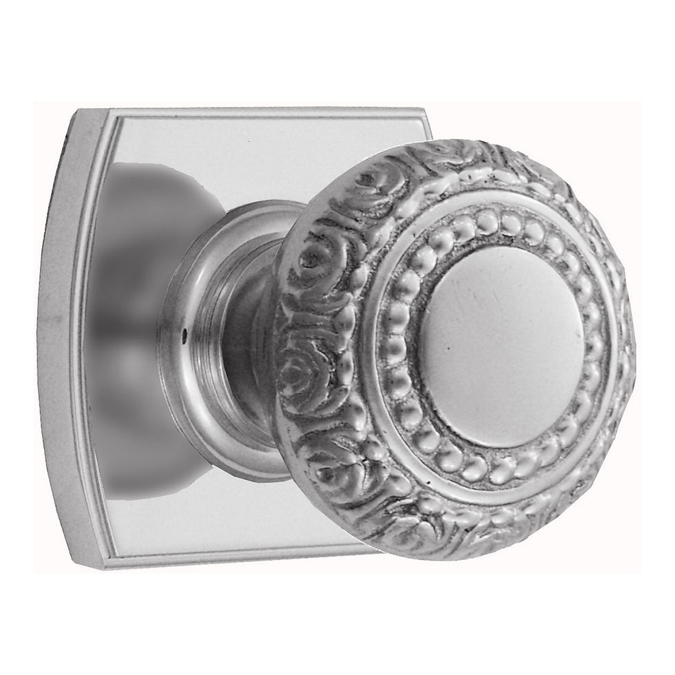 Thumbnail: Domino Brass - K200+P02 Ornate Door Knob on Rounded Square Rose 55x55mm