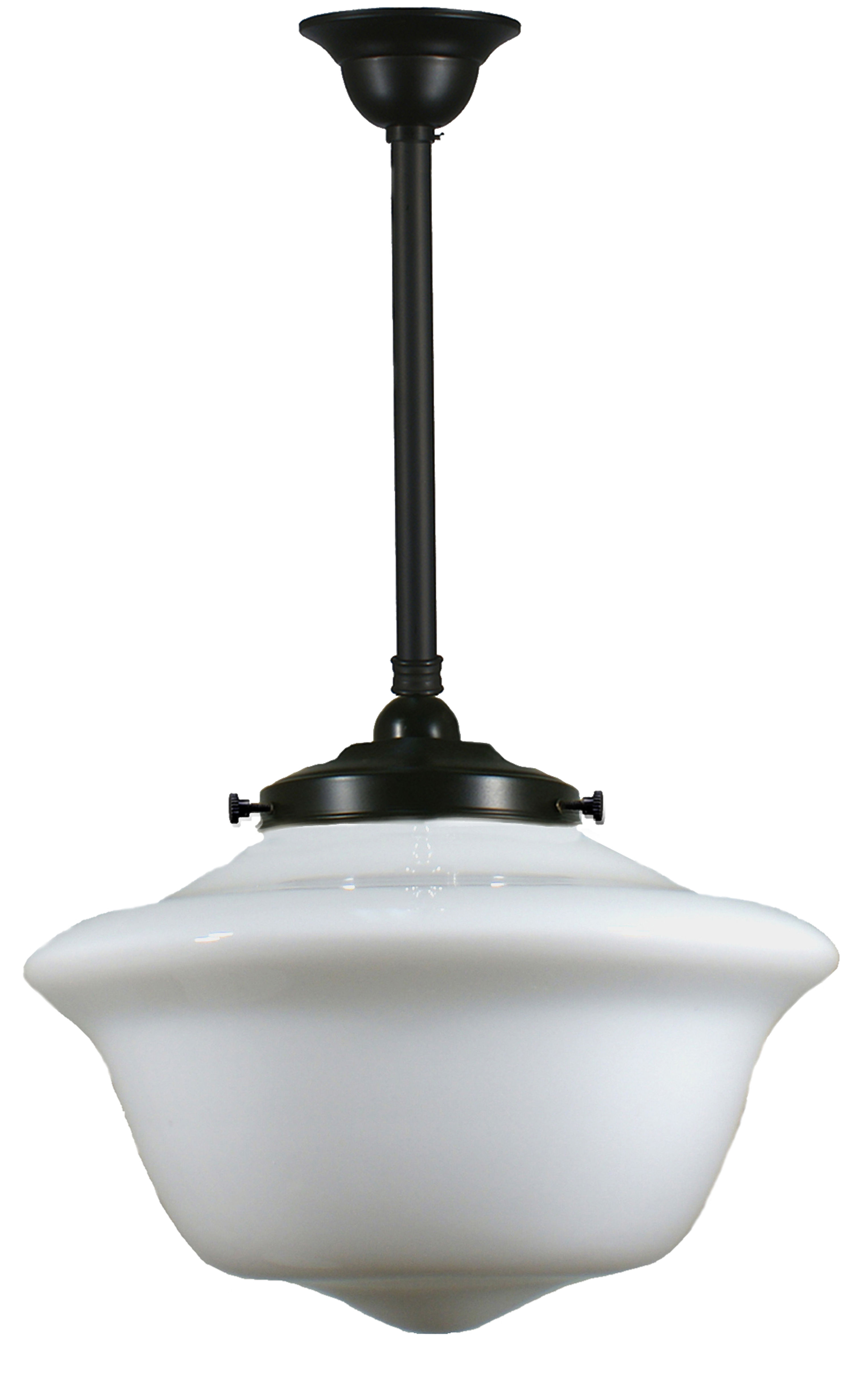 LI - Victorian Schoolhouse Interior Patina Black Rod Pendant Light