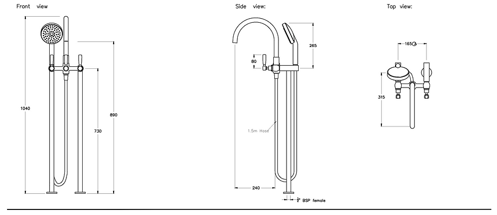 Thumbnail: Brodware - Manhattan - Floor Mount Bath Mixer with Handshower 1.9122.03.3.01