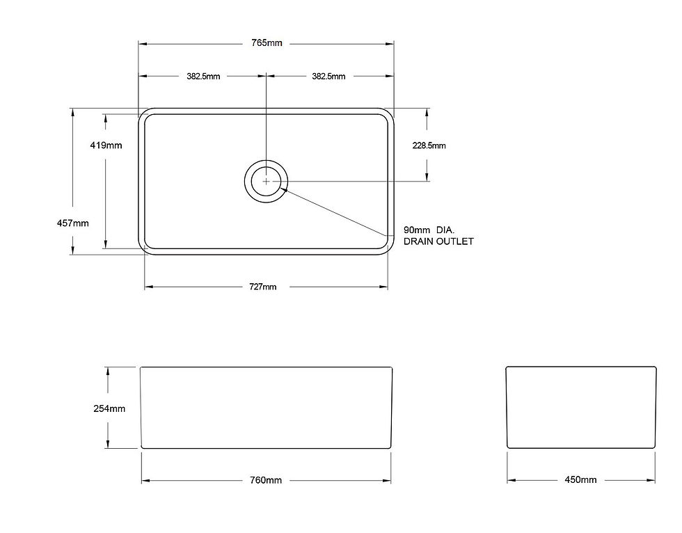 Thumbnail: Turner Hastings - Matte White Novi 75 x 46 Fine Fireclay Butler Sink